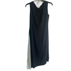 Cato Dress Formal Black w White Pleated Asymmetrical Flare on One Side Sz 14/16W
